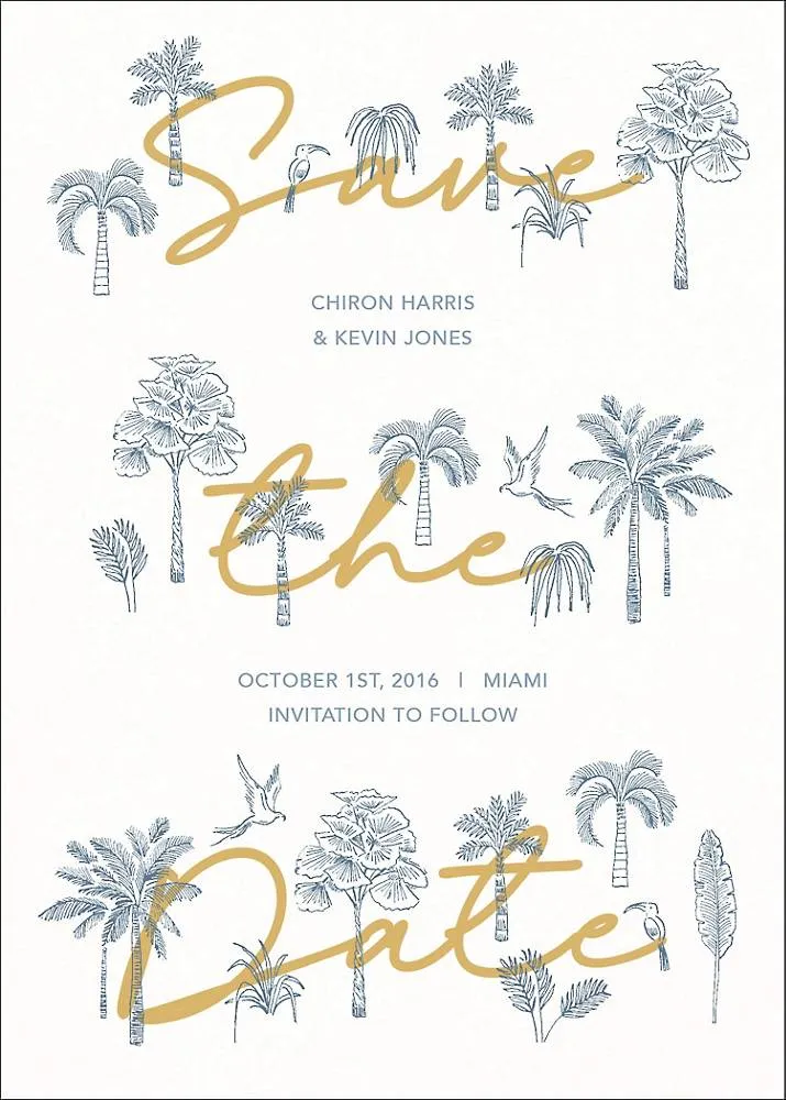 Fronds of Paradise Save the Date Card