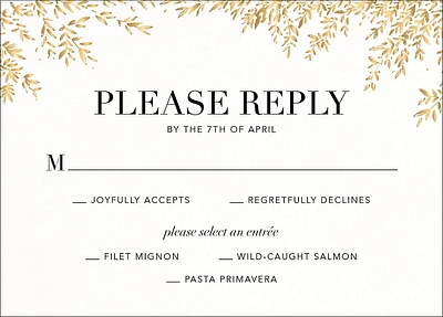 Leaves of Gold Response Card