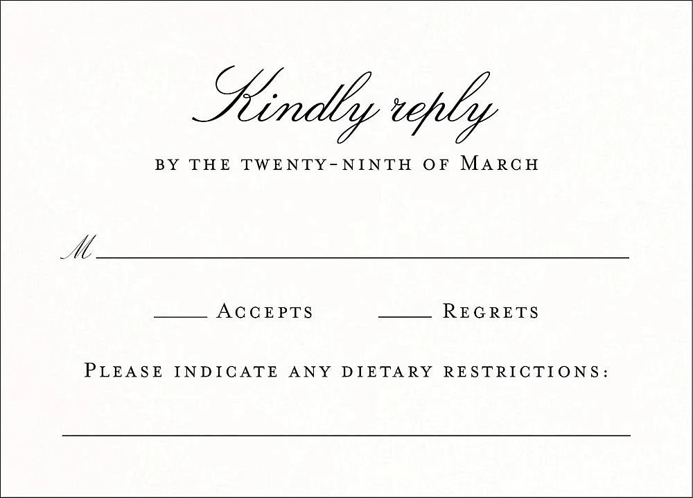 Timeless Elegance Response Card