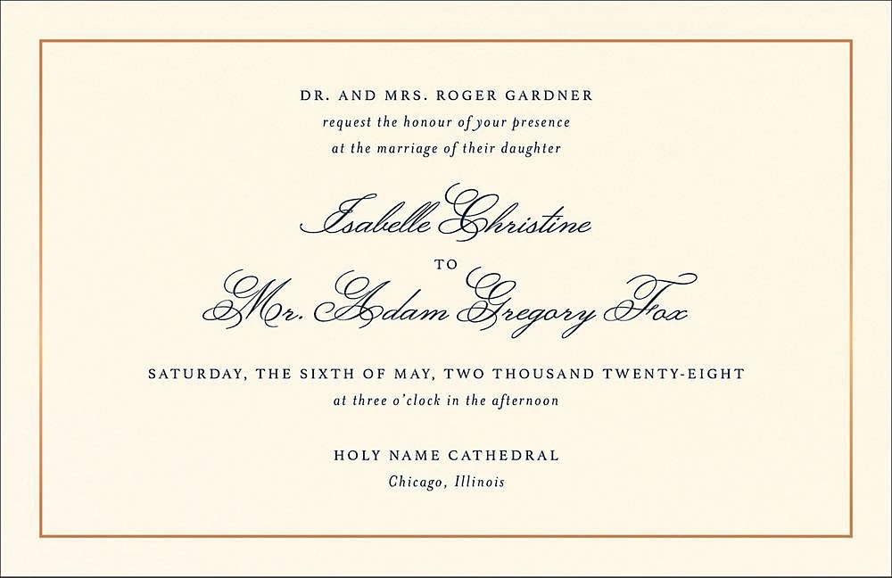 Simply Traditional Foil Wedding Invitation