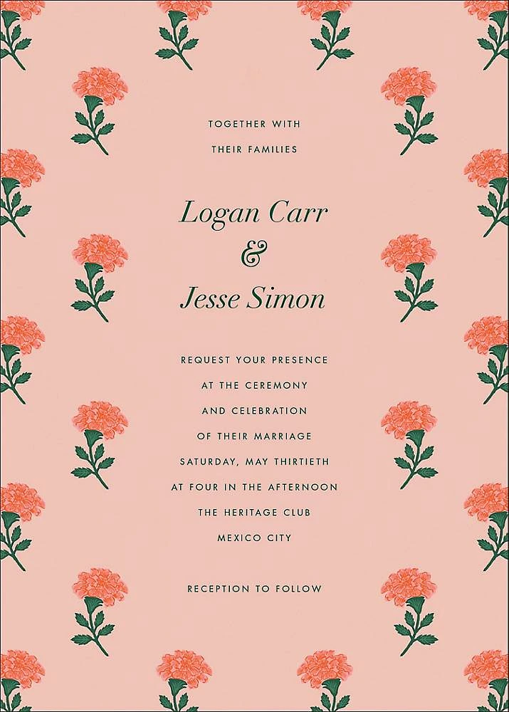 Dianthus Floral Wedding Invitation