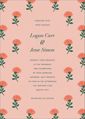 Dianthus Floral Wedding Invitation