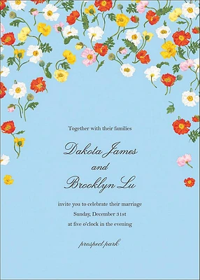 In the Cosmos Light Blue Wedding Invitation