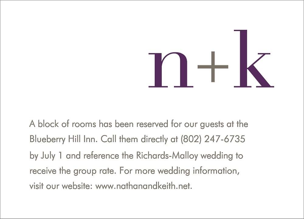 Initials Wedding Information Card