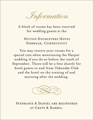 Beaded Border Wedding Information Card