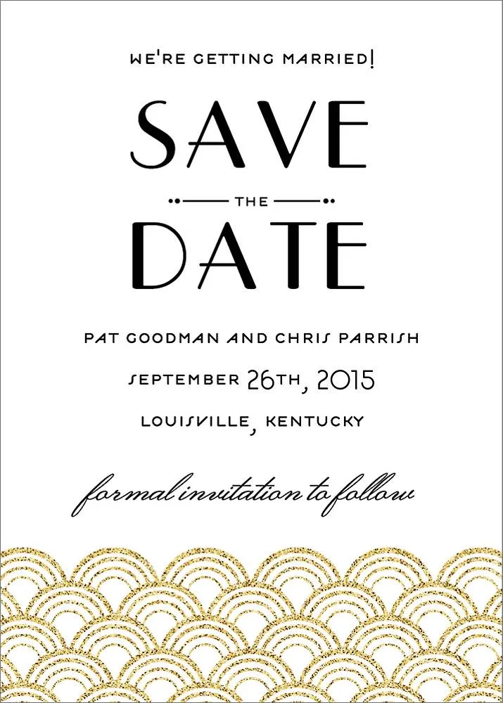 Glitter Gold Scallops Save the Date Card