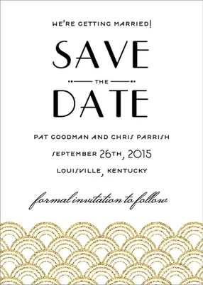 Glitter Gold Scallops Save the Date Card