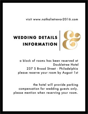 Foil Stamped Ampersand Wedding Information Card