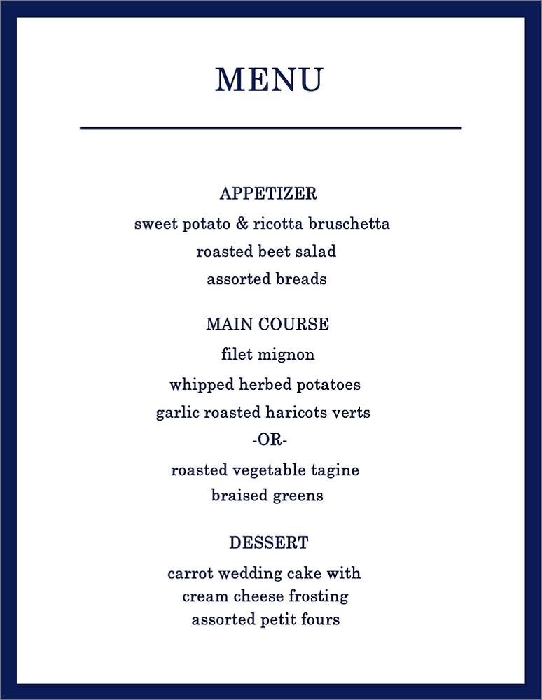 Hemingway Menu