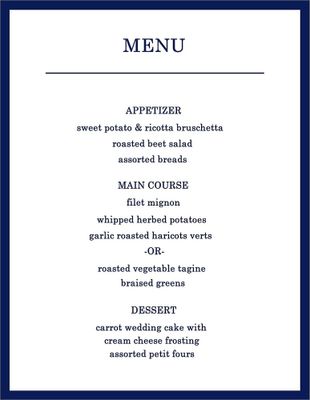 Hemingway Menu