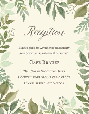 Watercolor Garden Wedding Information Card