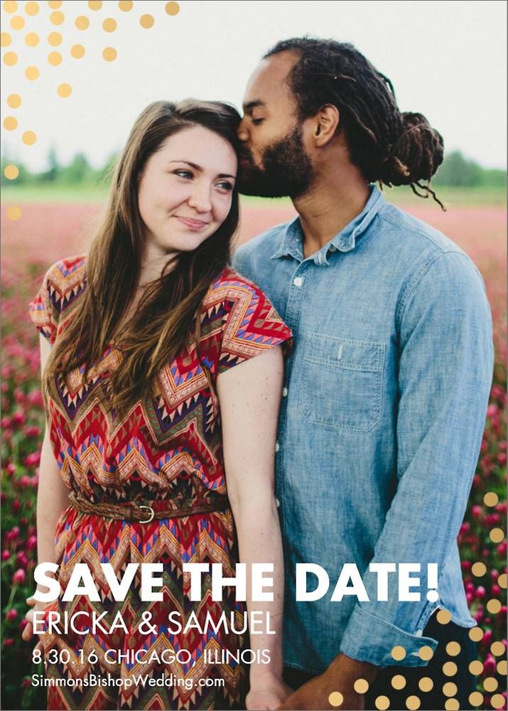 Confetti Photo Save the Date Card - Vertical