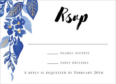 Indigo Trellis Wedding Response Card