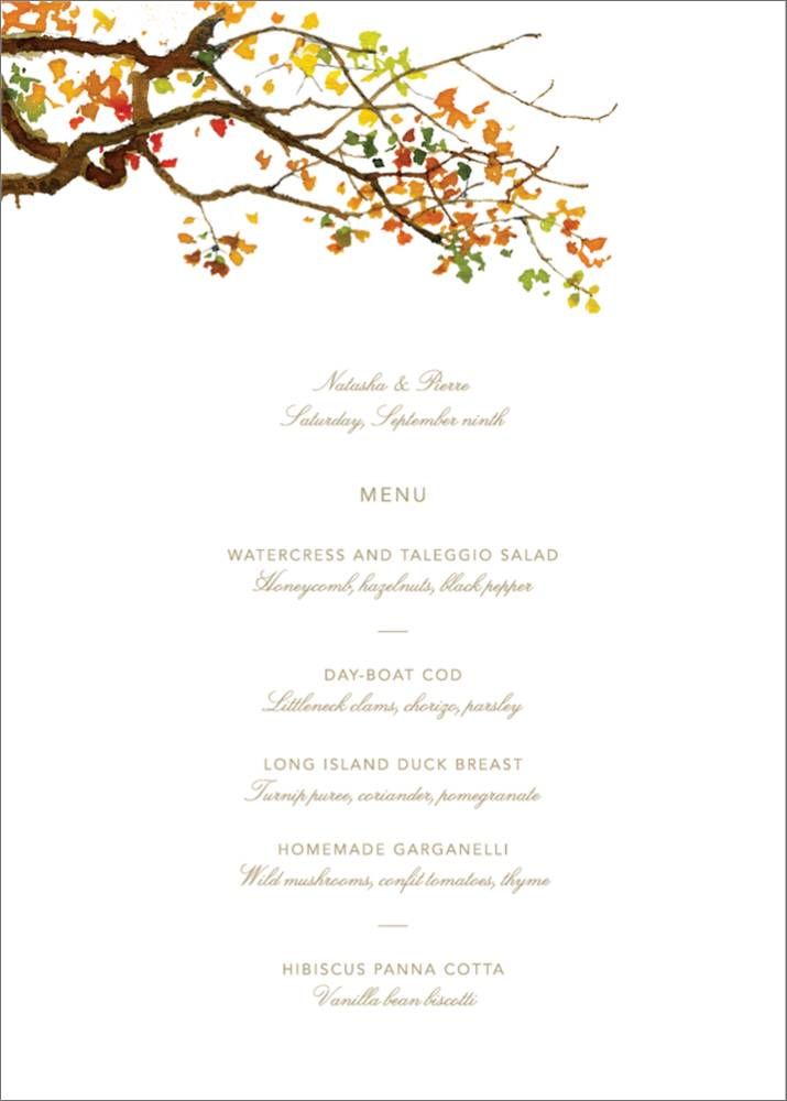 Autumn Boughs Menu