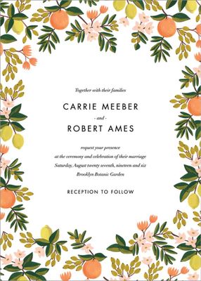 Citrus Orchard Wedding Invitation