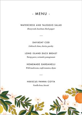 Citrus Orchard Menu