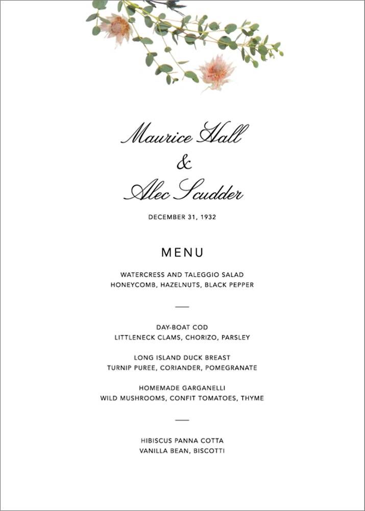 Fleurs Sauvages Menu