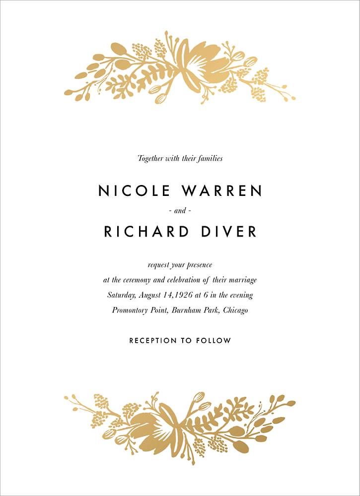 Floral Silhouette Foil Wedding Invitation