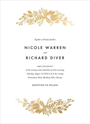 Floral Silhouette Foil Wedding Invitation