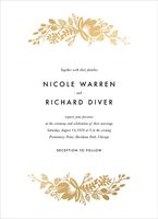 Floral Silhouette Foil Wedding Invitation