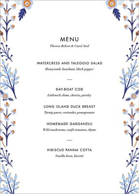 Heron Heralds Menu