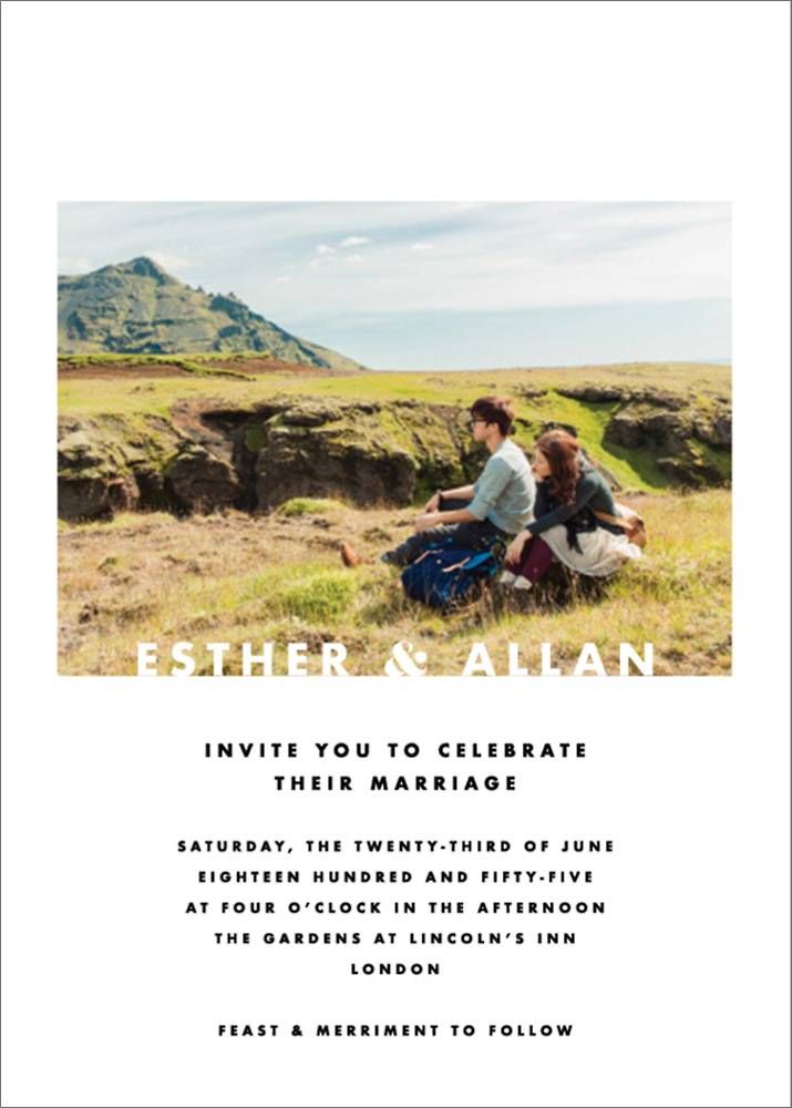 Horizontal Photo on Tall Wedding Invitation