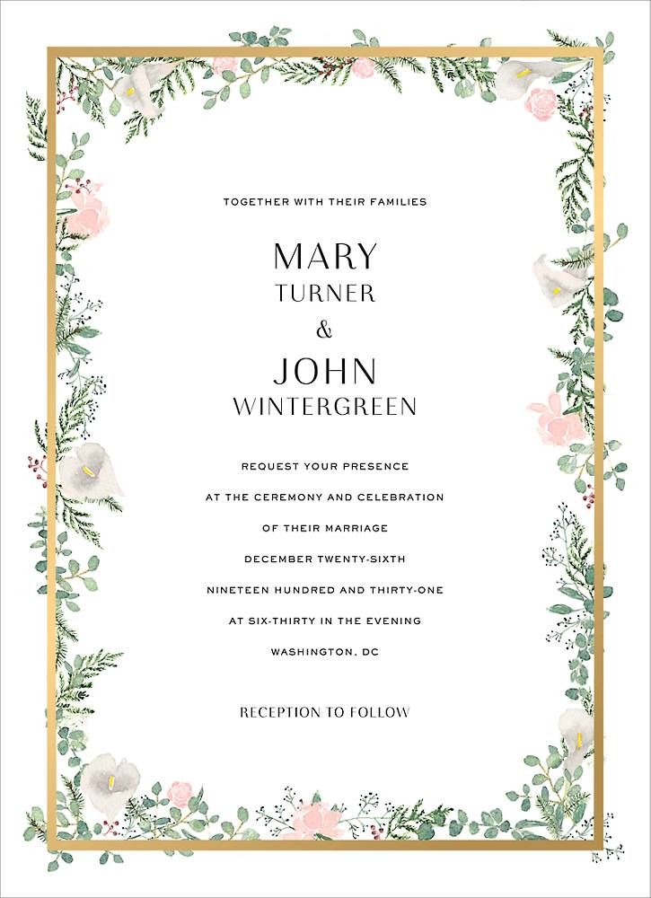 Floral Silhouette Foil Wedding Invitation, Paper Source