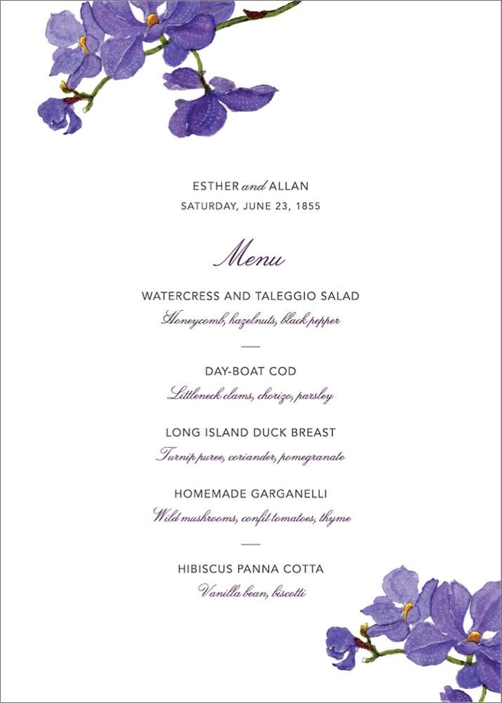 Moth Orchid Menu