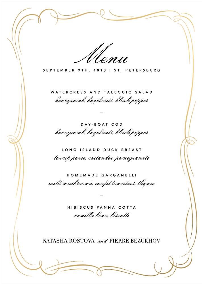 Plume Tall Foil Menu