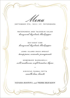 Plume Tall Foil Menu