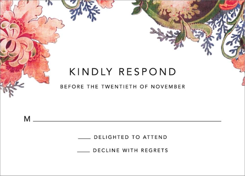 Rose Floral Ikat Response Card