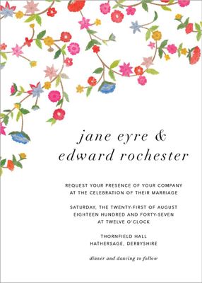 Stitched Floral II Wedding Invitation