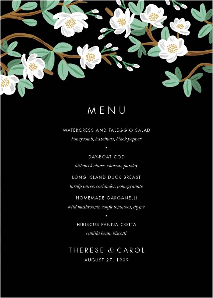 Tea Tree Menu