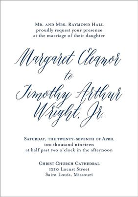 Engraved Script Wedding Invitation