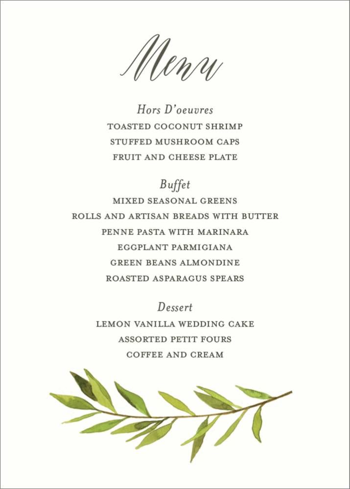 Green Garland Menu