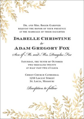 Foil Leaves Wedding Invitation