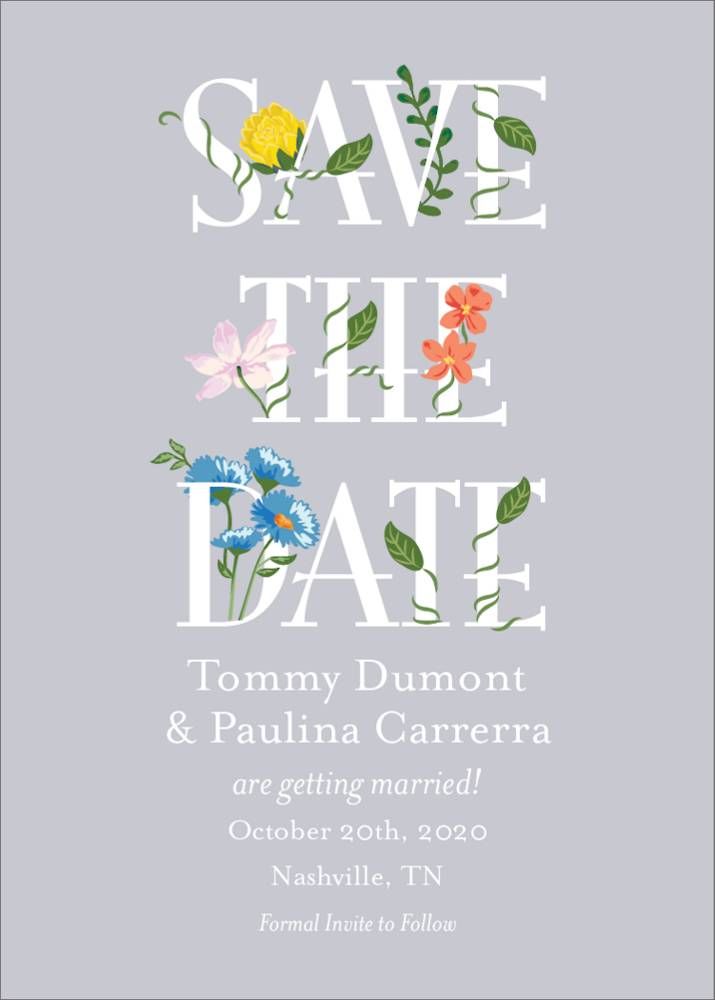 Vertical Blooming Love Save The Date