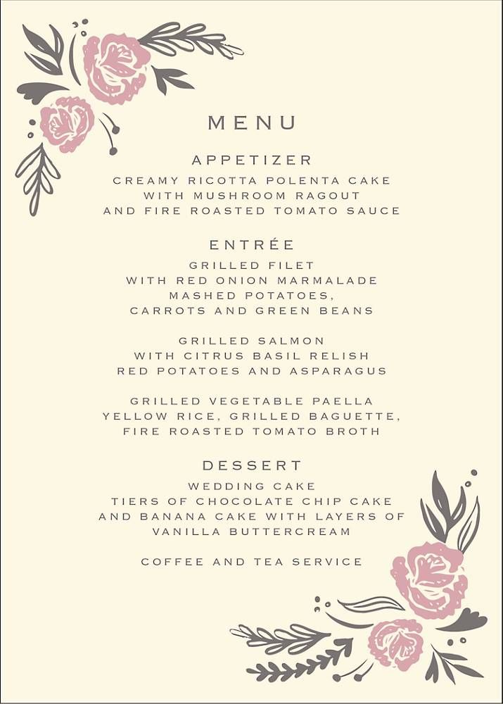 Rose Garden Menu