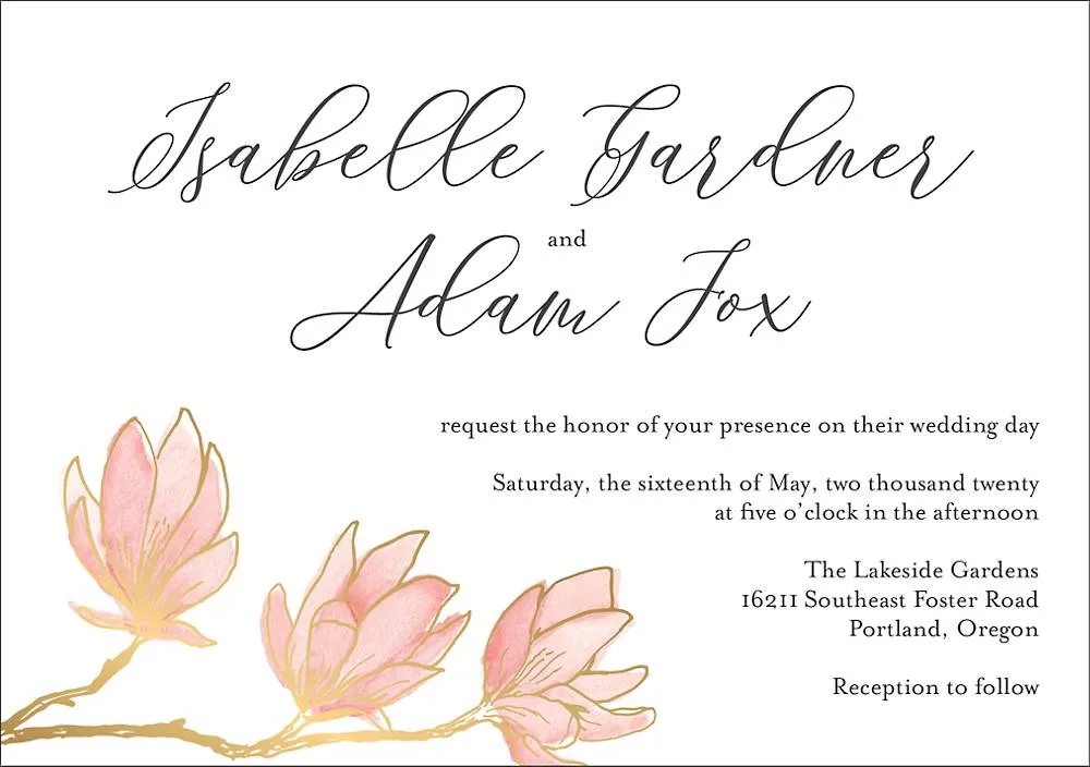 Painted Magnolia Wedding Invitation