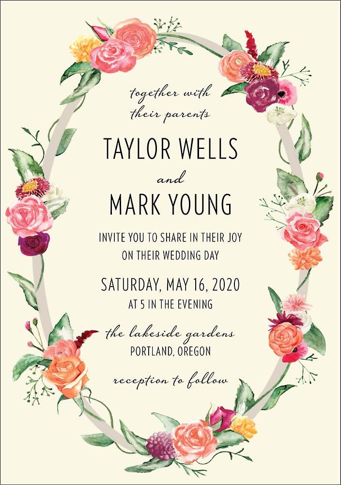 Floral Wreath Wedding Invitation