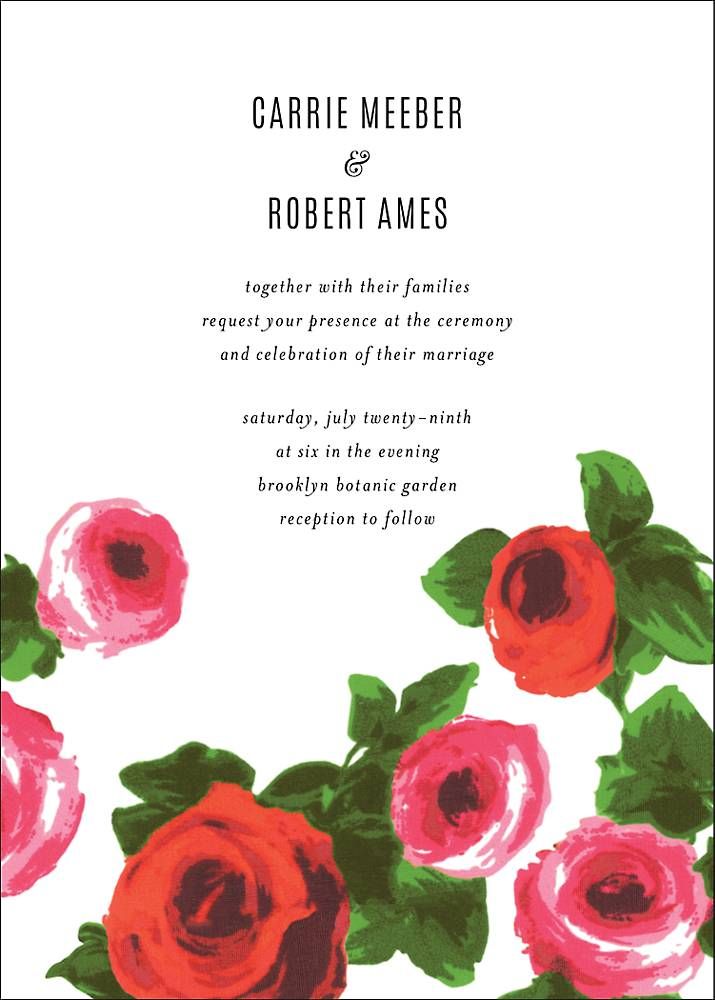 Rose Bed Wedding Invitation