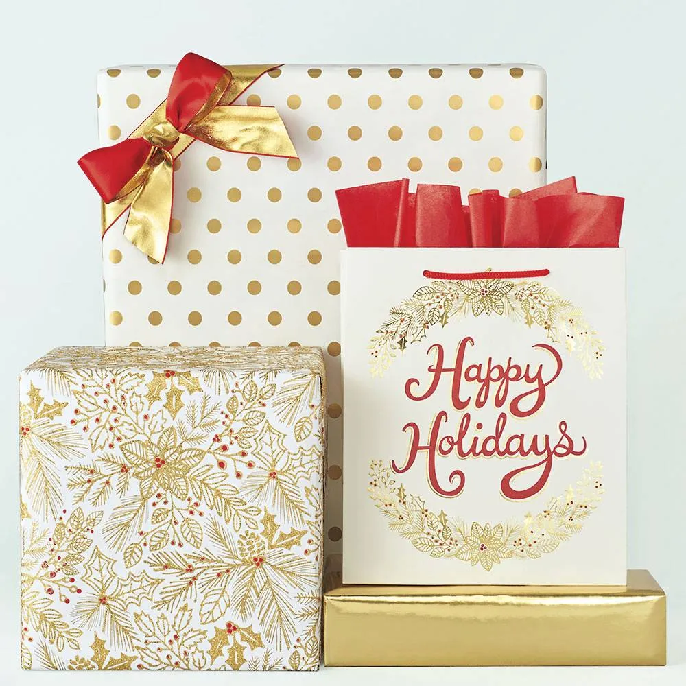 Gold Foil Dots Flat Wrap