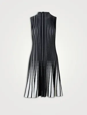 Structured Stripes Merino Wool Dress