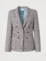 Stretch Blazer Check Print