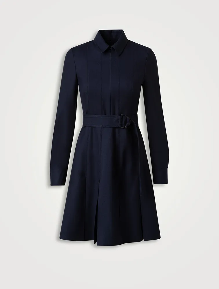 Wool Long-Sleeve Flared Dress