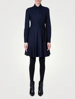 Wool Long-Sleeve Flared Dress