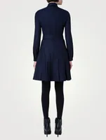 Wool Long-Sleeve Flared Dress