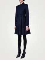 Wool Long-Sleeve Flared Dress