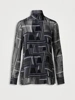 Silk Georgette Tunic Top Zig Zag Trapezoid Print