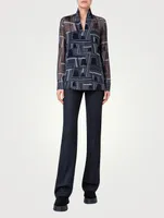 Silk Georgette Tunic Top Zig Zag Trapezoid Print